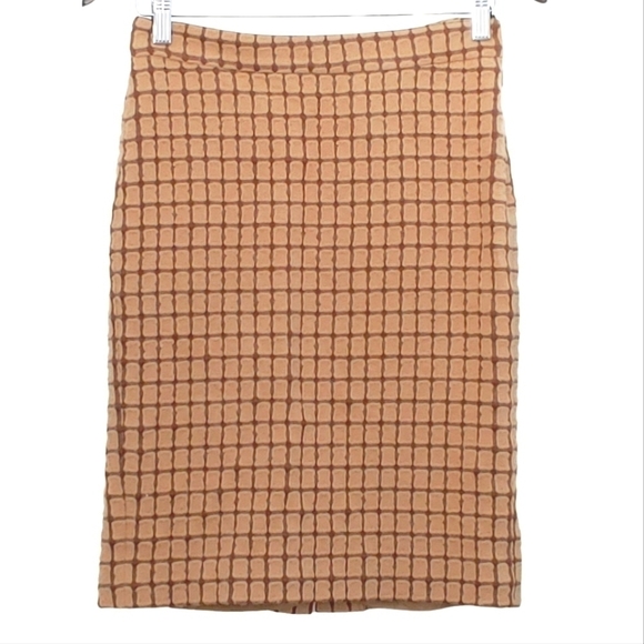 HOLT RENFREW Wool tan/brown retro vintage pencil skirt - Picture 1 of 10